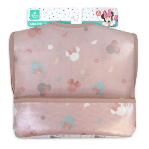 Minnie Mouse 2 Pack Girl Stay-Dry Canvas Bib Disney - Picture 1 of 2